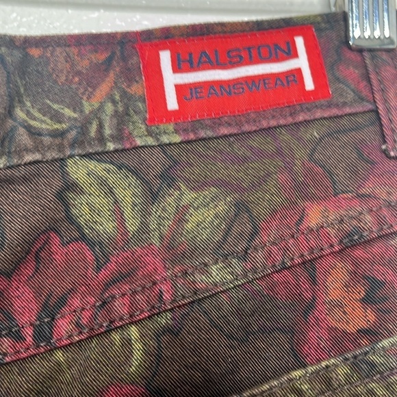 Vintage Halston Jeanswear Maroon Floral Ankle Length Jeans Women Size 14 - Picture 4 of 4